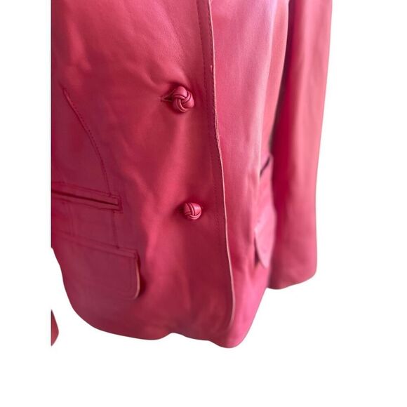 Vintage Pamela McCoy Collections Leather Fuchsia Blazer Jacket S - Picture 7 of 9